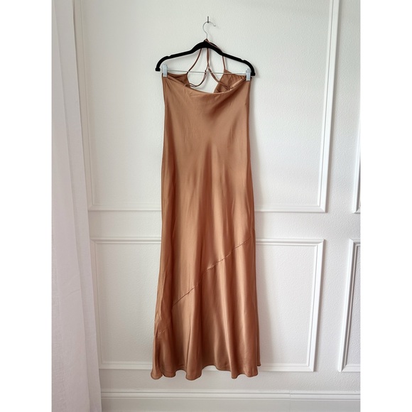 Show Me Your Mumu Tuscany Slip Maxi Dress in Copper Luxe Satin sz M - Picture 6 of 12